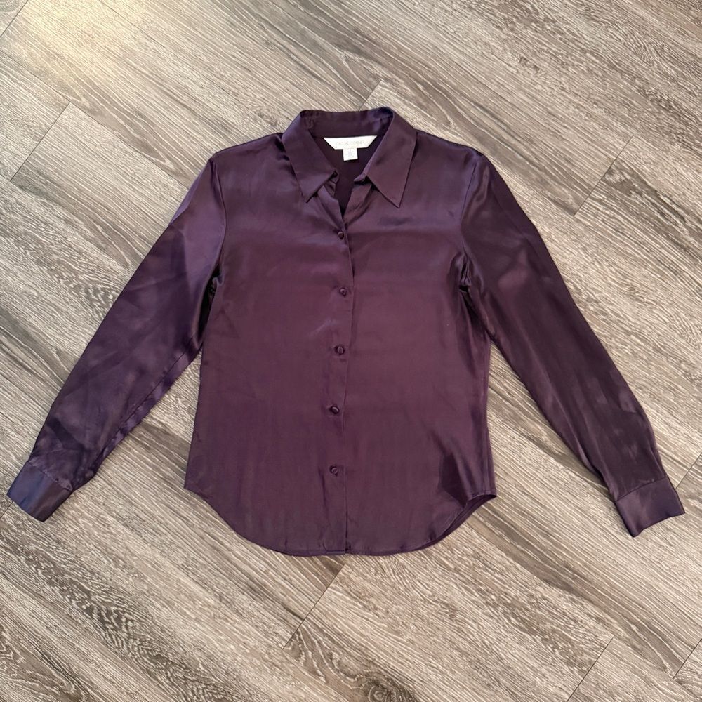 Casual Corner Vintage Plum Silk Button Up